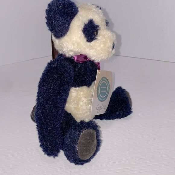 Vintage Boyds Bear Ogden Jointed Plush Panda Bear with Purple Bow 1985-1996 - Picture 4 of 13
